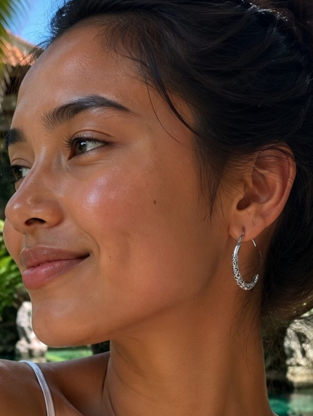 Sarda Bali Sterling Silver .925 Ornate Artisan Hoop Earrings